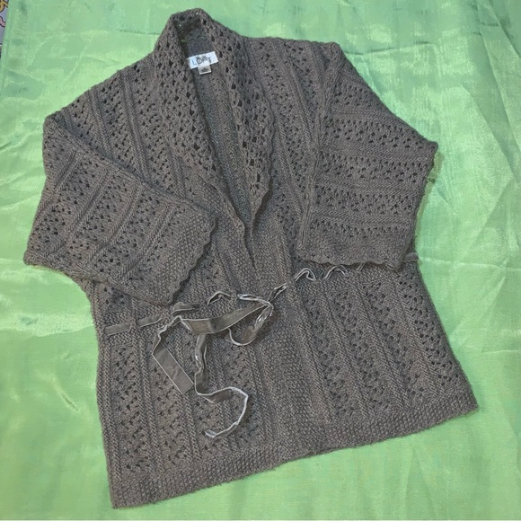Loft Taupe/Grey-Brown Open Knit Sweater Sz S - Picture 7 of 11